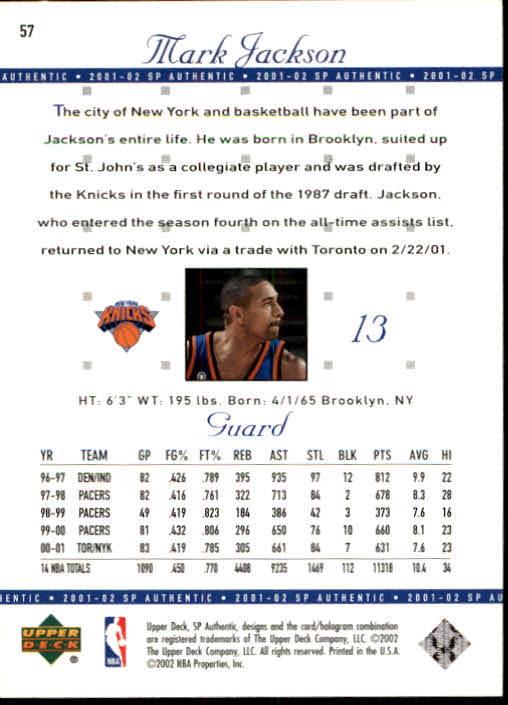 A7783- 2001-02 SP Authentic Bk Card #s 1-165 You Pick- 15+ FREE US SHIP - Picture 105 of 246