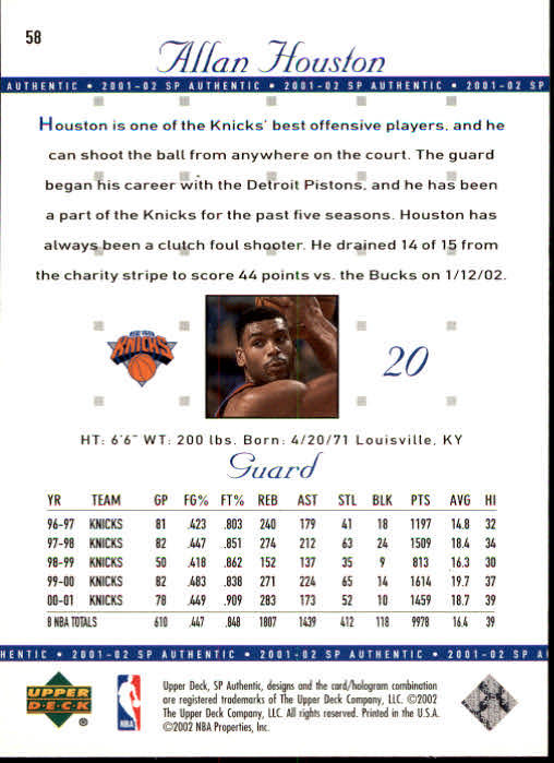 A7783- 2001-02 SP Authentic Bk Card #s 1-165 You Pick- 15+ FREE US SHIP - Picture 107 of 246