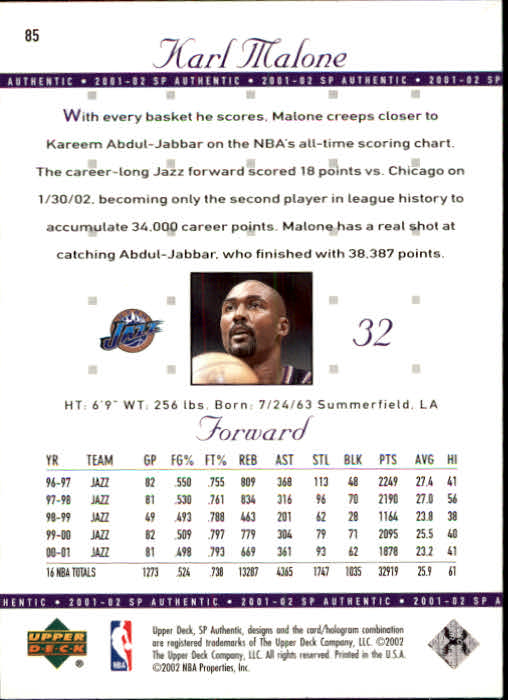 A7783- 2001-02 SP Authentic Bk Card #s 1-165 You Pick- 15+ FREE US SHIP - Picture 157 of 246