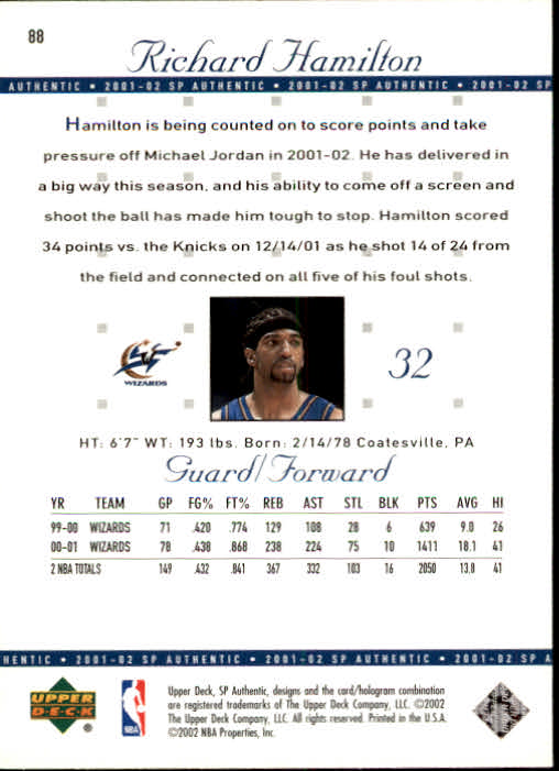 A7783- 2001-02 SP Authentic Bk Card #s 1-165 You Pick- 15+ FREE US SHIP - Picture 163 of 246