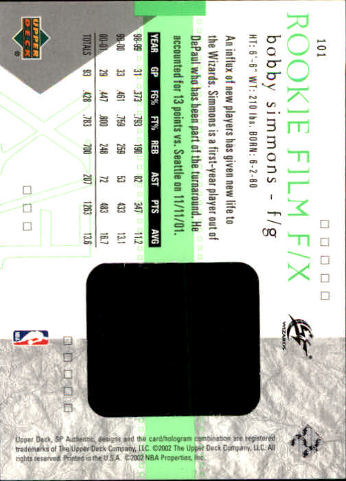 A7783- 2001-02 SP Authentic Bk Card #s 1-165 You Pick- 15+ FREE US SHIP - Picture 181 of 246
