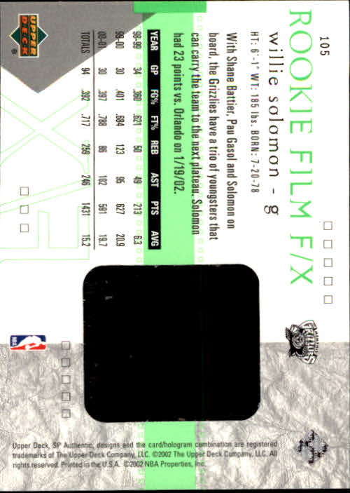 A7783- 2001-02 SP Authentic Bk Card #s 1-165 You Pick- 15+ FREE US SHIP - Picture 187 of 246