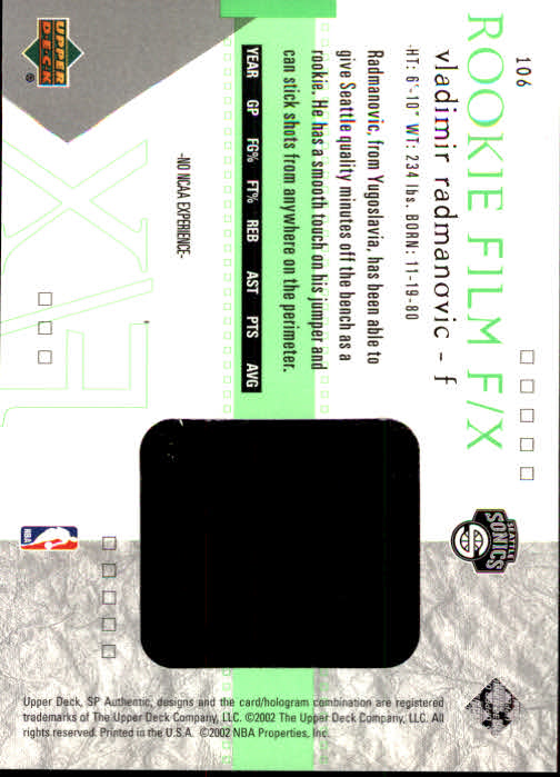 A7783- 2001-02 SP Authentic Bk Card #s 1-165 You Pick- 15+ FREE US SHIP - Picture 189 of 246