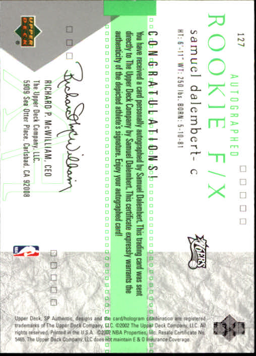 A7783- 2001-02 SP Authentic Bk Card #s 1-165 You Pick- 15+ FREE US SHIP - Picture 206 of 246