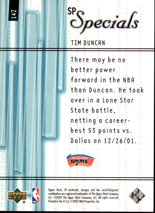 A7783- 2001-02 SP Authentic Bk Card #s 1-165 You Pick- 15+ FREE US SHIP - Picture 214 of 246