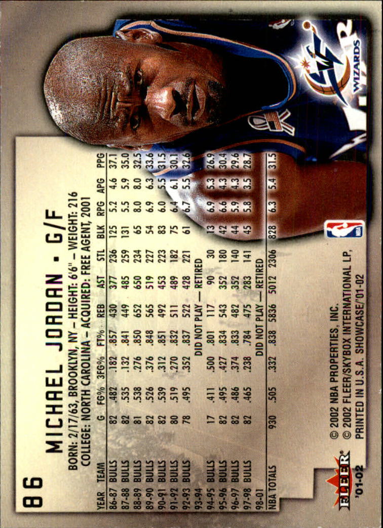 2001-02 Fleer Showcase #86 Michael Jordan back image