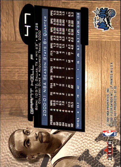2001-02 Hoops Hot Prospects #47 Grant Hill back image