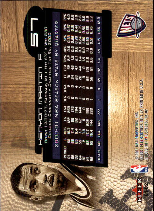 2001-02 Hoops Hot Prospects #57 Kenyon Martin back image