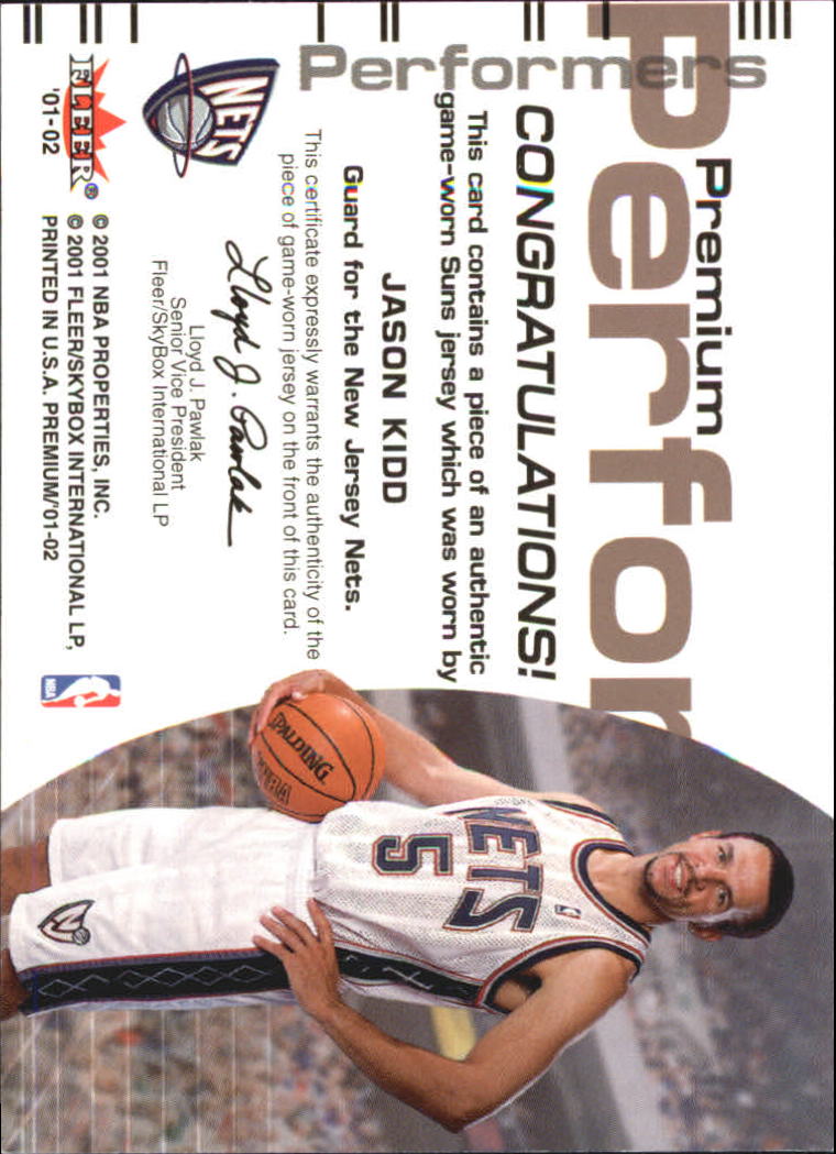 2001-02 Fleer Premium Solid Performers Premium Jerseys #JK Jason Kidd back image