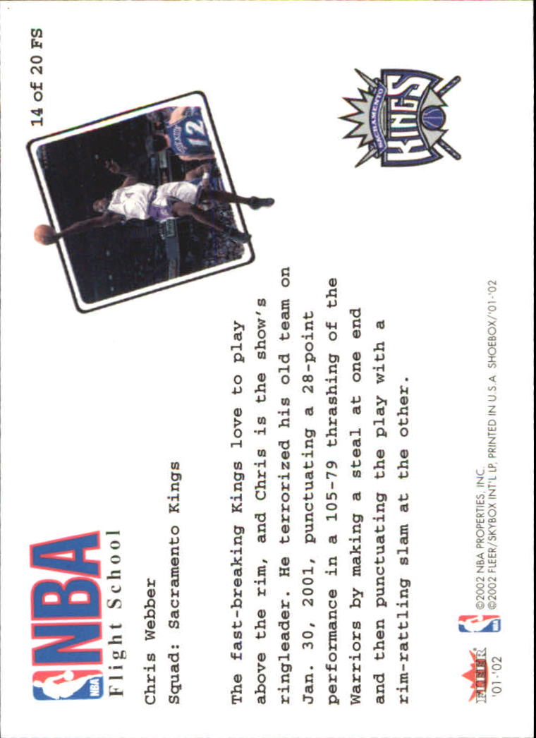 2001-02 Fleer Shoebox NBA Flight School #14 Chris Webber back image