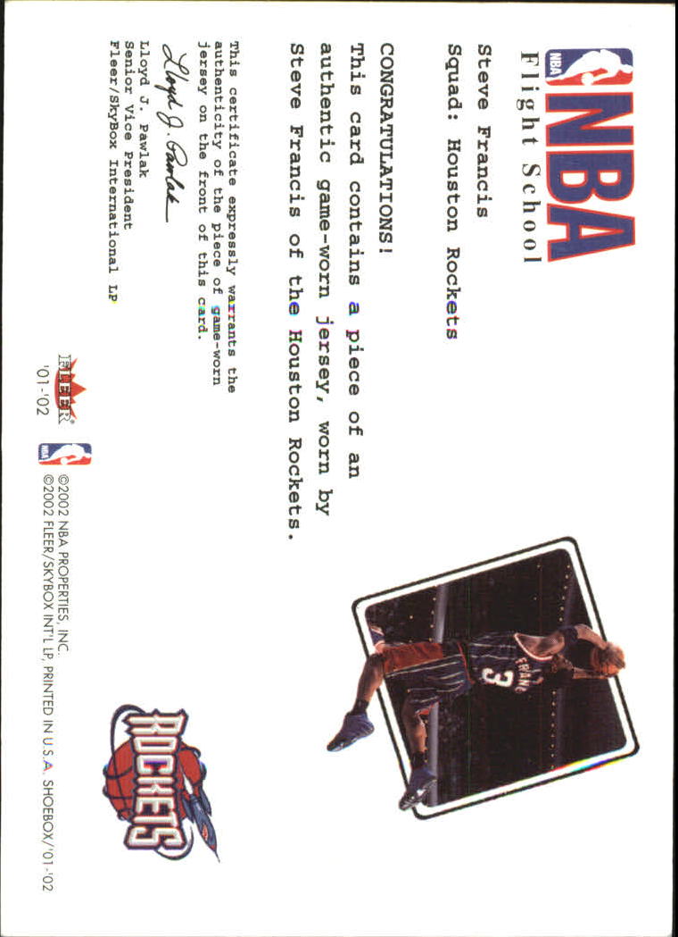 2001-02 Fleer Shoebox NBA Flight School Cadet #5 Steve Francis