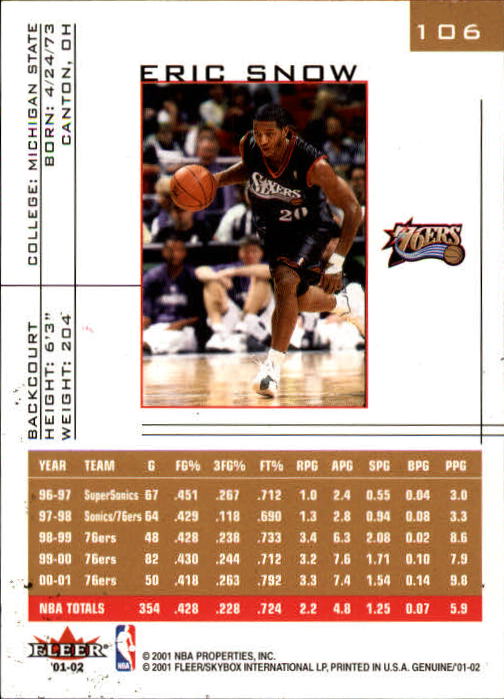B1563- 2001-02 Fleer Genuine Basketball #s 1-120 -You Pick- 15+ FREE US SHIP - Picture 181 of 209