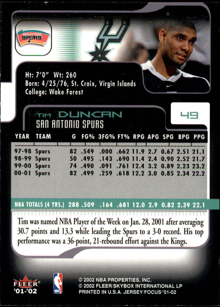 Tim Duncan cards (1998-2016) Spurs - You Choose - Bild 82 von 294