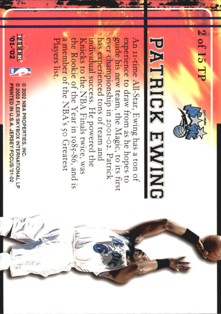 2001-02 Fleer Focus Trading Places #2 Patrick Ewing back image