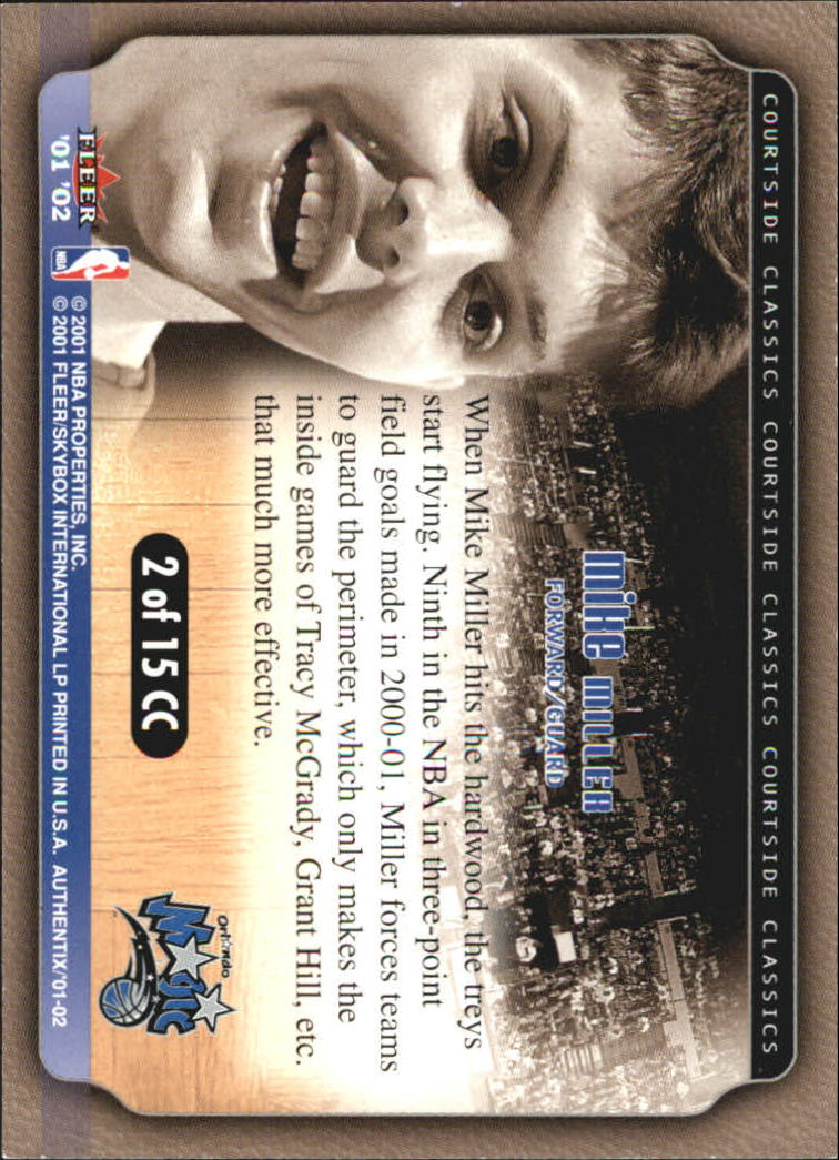 2001-02 Fleer Authentix Courtside Classics #2 Mike Miller back image