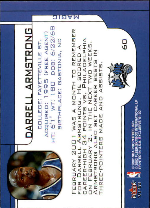 2001-02 Fleer Exclusive #60 Darrell Armstrong back image