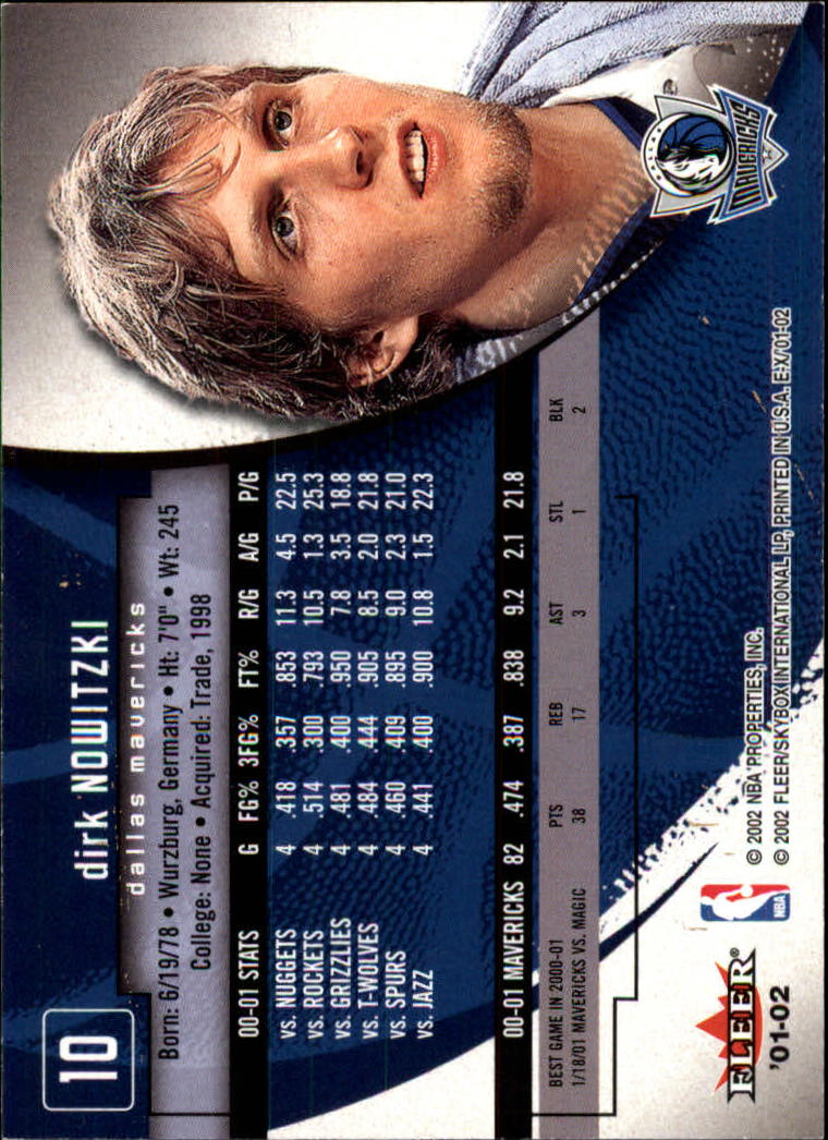 2001-02 E-X #10 Dirk Nowitzki back image