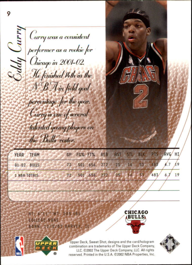 2002-03 Sweet Shot #9 Eddy Curry back image
