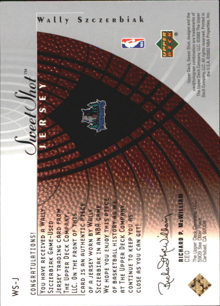2002-03 Sweet Shot Jerseys #WSJ Wally Szczerbiak back image