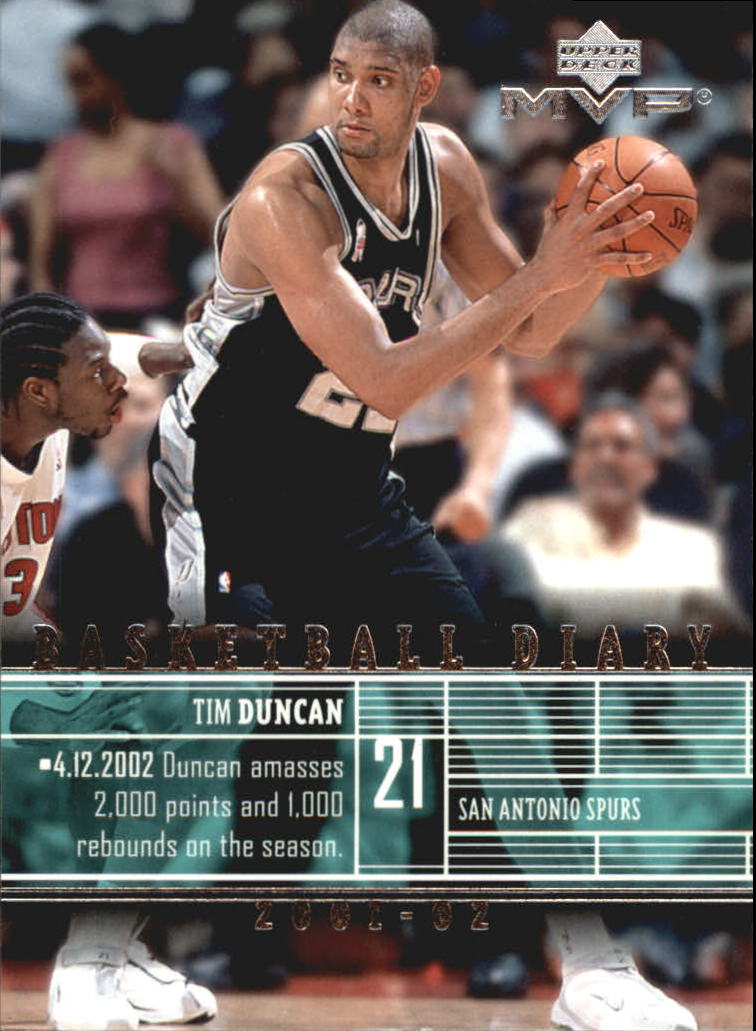 2002-03 Upper Deck MVP Basketball Diary #14 Tim Duncan