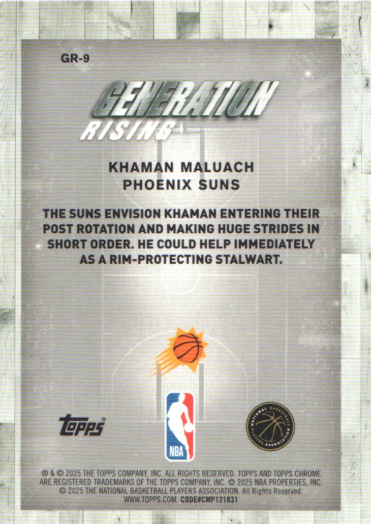 2025-26 Topps Chrome Generation Rising #GR9 Khaman Maluach