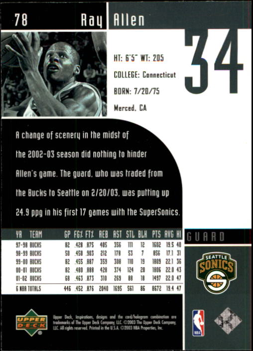 Ray Allen cards (1997-2021) Bucks Celtics Sonics Heat - Picture 173 of 349