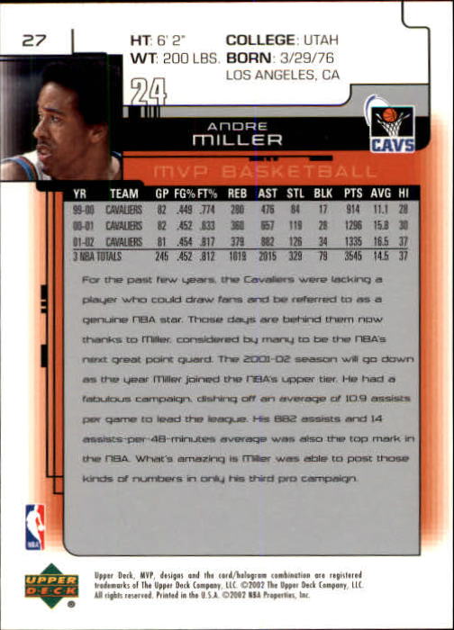 A8481- 2002-03 Upper Deck MVP Basketball #s 1-220 -You Pick- 15+ FREE US SHIP - Picture 55 of 439