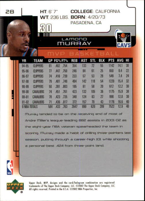A8481- 2002-03 Upper Deck MVP Basketball #s 1-220 -You Pick- 15+ FREE US SHIP - Picture 57 of 439