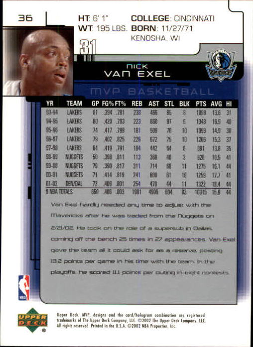 A8481- 2002-03 Upper Deck MVP Basketball #s 1-220 -You Pick- 15+ FREE US SHIP - Picture 73 of 439