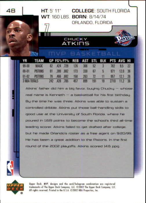 A8481- 2002-03 Upper Deck MVP Basketball #s 1-220 -You Pick- 15+ FREE US SHIP - Picture 97 of 439