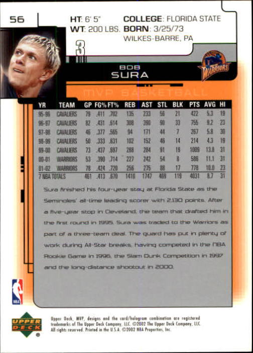 A8481- 2002-03 Upper Deck MVP Basketball #s 1-220 -You Pick- 15+ FREE US SHIP - Picture 113 of 439