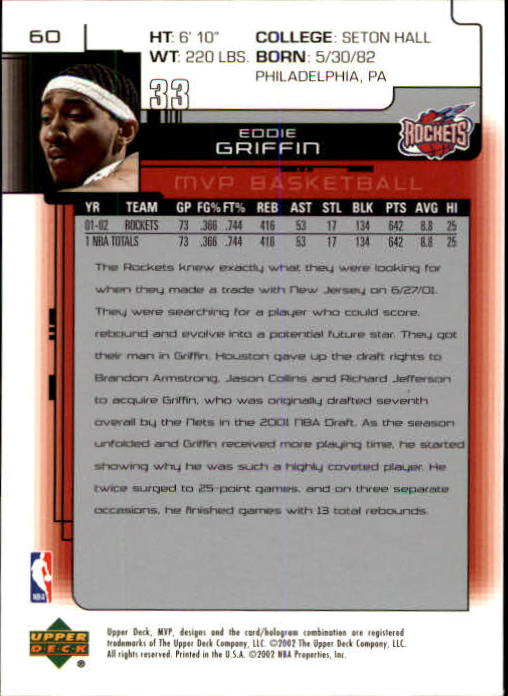 A8481- 2002-03 Upper Deck MVP Basketball #s 1-220 -You Pick- 15+ FREE US SHIP - Picture 121 of 439