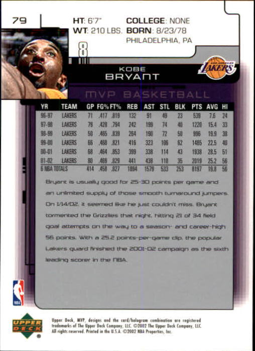 A8481- 2002-03 Upper Deck MVP Basketball #s 1-220 -You Pick- 15+ FREE US SHIP - Picture 159 of 439