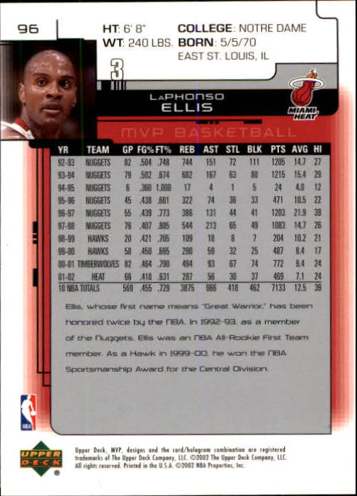 A8481- 2002-03 Upper Deck MVP Basketball #s 1-220 -You Pick- 15+ FREE US SHIP - Picture 191 of 439