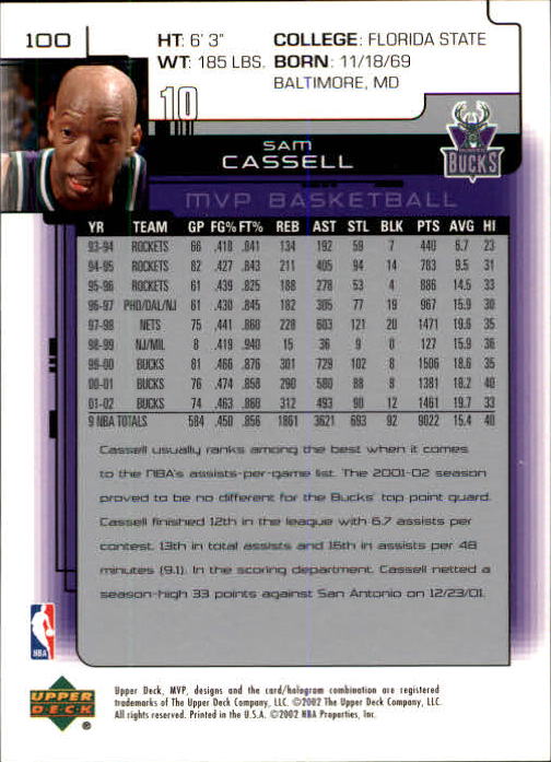 A8481- 2002-03 Upper Deck MVP Basketball #s 1-220 -You Pick- 15+ FREE US SHIP - Picture 199 of 439