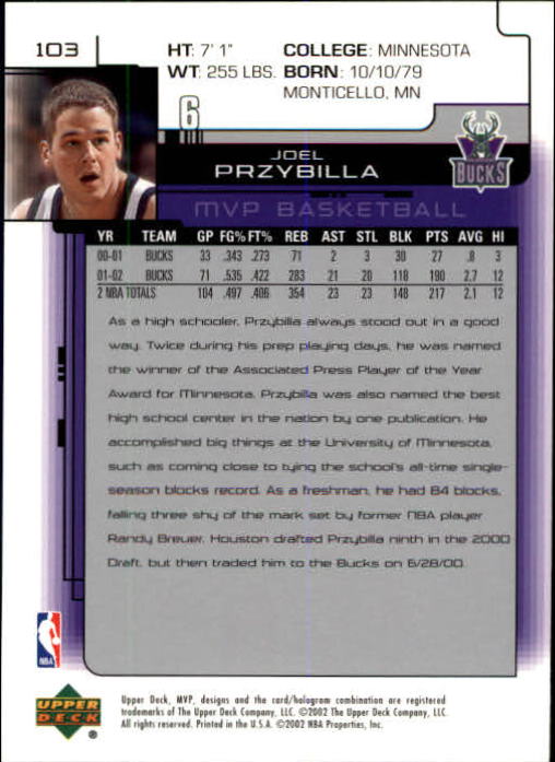 A8481- 2002-03 Upper Deck MVP Basketball #s 1-220 -You Pick- 15+ FREE US SHIP - Picture 205 of 439