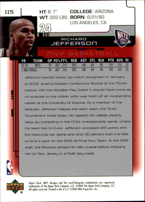 A8481- 2002-03 Upper Deck MVP Basketball #s 1-220 -You Pick- 15+ FREE US SHIP - Picture 229 of 439