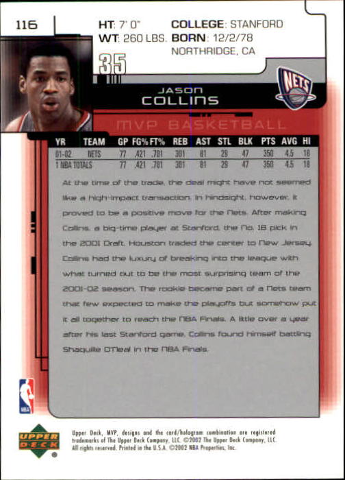 A8481- 2002-03 Upper Deck MVP Basketball #s 1-220 -You Pick- 15+ FREE US SHIP - Picture 231 of 439