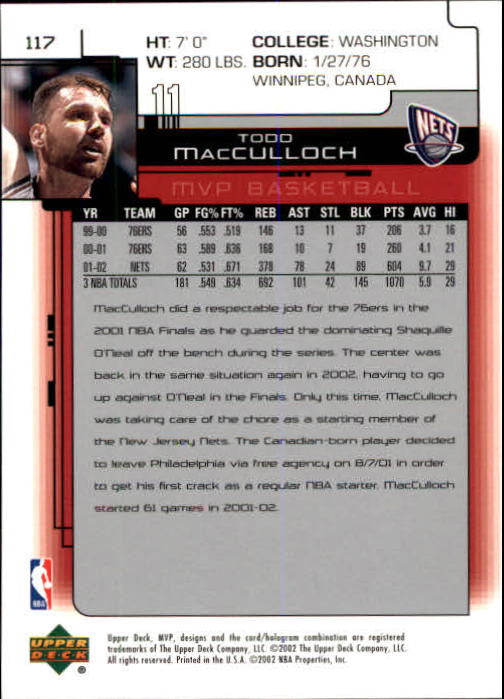 A8481- 2002-03 Upper Deck MVP Basketball #s 1-220 -You Pick- 15+ FREE US SHIP - Picture 233 of 439