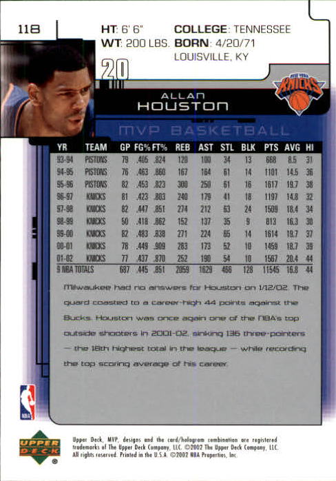 A8481- 2002-03 Upper Deck MVP Basketball #s 1-220 -You Pick- 15+ FREE US SHIP - Picture 235 of 439