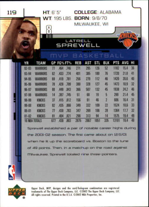 A8481- 2002-03 Upper Deck MVP Basketball #s 1-220 -You Pick- 15+ FREE US SHIP - Picture 237 of 439
