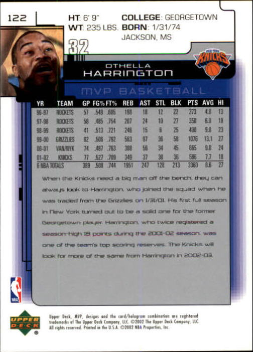 A8481- 2002-03 Upper Deck MVP Basketball #s 1-220 -You Pick- 15+ FREE US SHIP - Picture 243 of 439