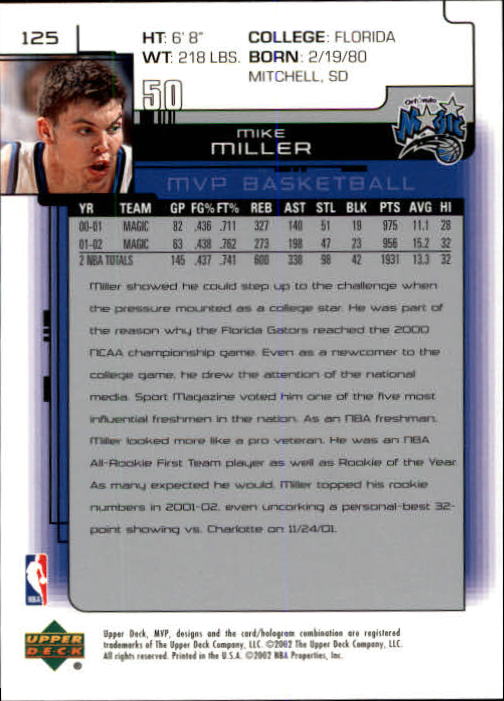 A8481- 2002-03 Upper Deck MVP Basketball #s 1-220 -You Pick- 15+ FREE US SHIP - Picture 249 of 439