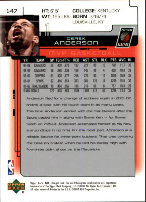A8481- 2002-03 Upper Deck MVP Basketball #s 1-220 -You Pick- 15+ FREE US SHIP - Picture 293 of 439