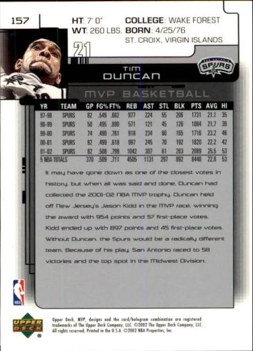A8481- 2002-03 Upper Deck MVP Basketball #s 1-220 -You Pick- 15+ FREE US SHIP - Picture 313 of 439