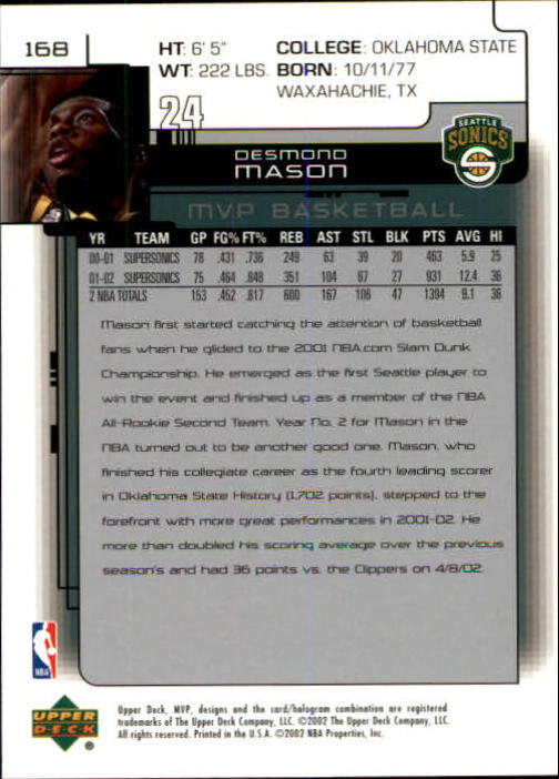 A8481- 2002-03 Upper Deck MVP Basketball #s 1-220 -You Pick- 15+ FREE US SHIP - Picture 335 of 439