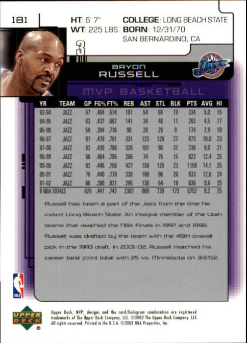 A8481- 2002-03 Upper Deck MVP Basketball #s 1-220 -You Pick- 15+ FREE US SHIP - Picture 361 of 439