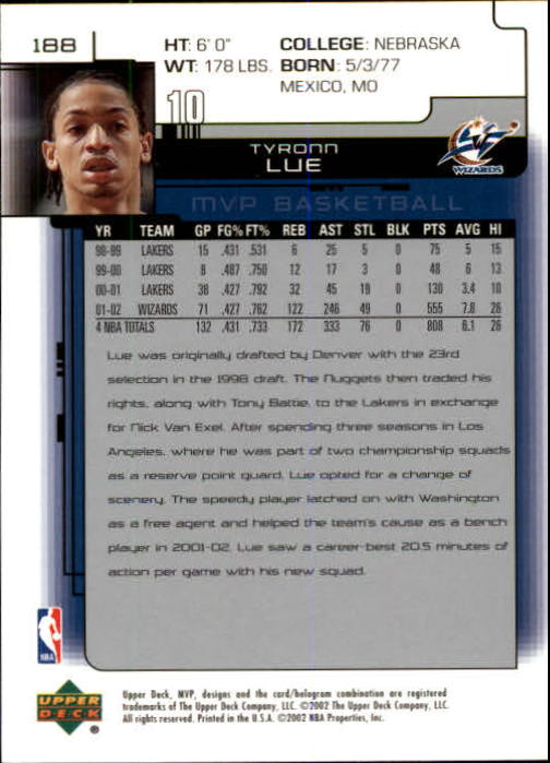 A8481- 2002-03 Upper Deck MVP Basketball #s 1-220 -You Pick- 15+ FREE US SHIP - Picture 375 of 439