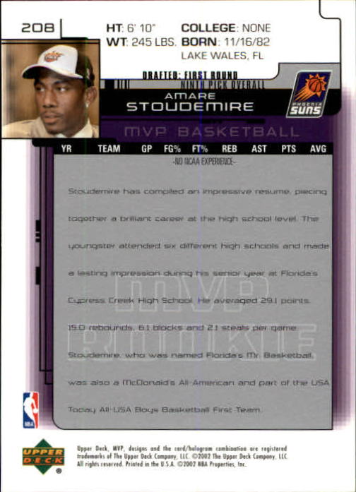 A8481- 2002-03 Upper Deck MVP Basketball #s 1-220 -You Pick- 15+ FREE US SHIP - Picture 415 of 439