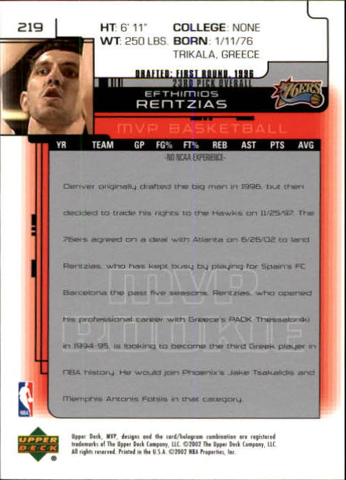 A8481- 2002-03 Upper Deck MVP Basketball #s 1-220 -You Pick- 15+ FREE US SHIP - Picture 437 of 439